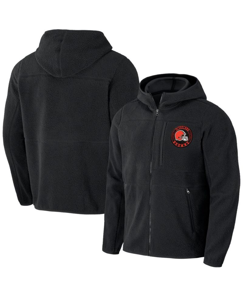Men's NFL x Darius Rucker Collection by Black Cleveland Browns Sherpa Full-Zip Hoodie