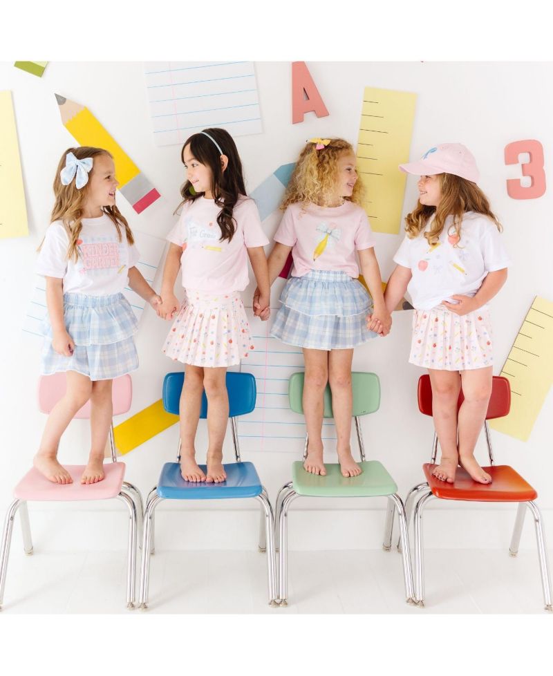 Little and Big Girls School Days Pencil Bow Clip Set