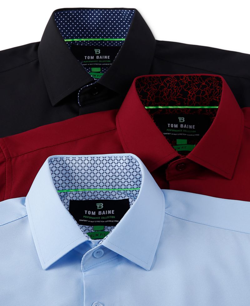 Men's Slim Fit Short Sleeve Performance Button Down Dress Shirt