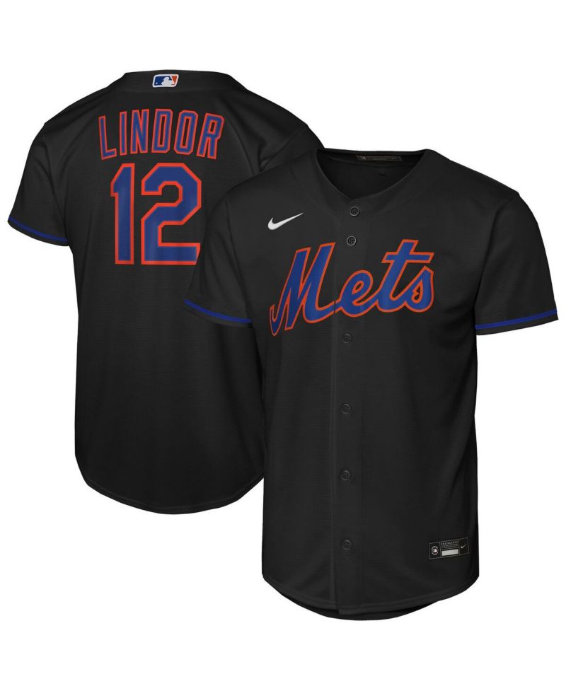 Big Boys and Girls Francisco Lindor Black New York Mets Alternate Replica Jersey