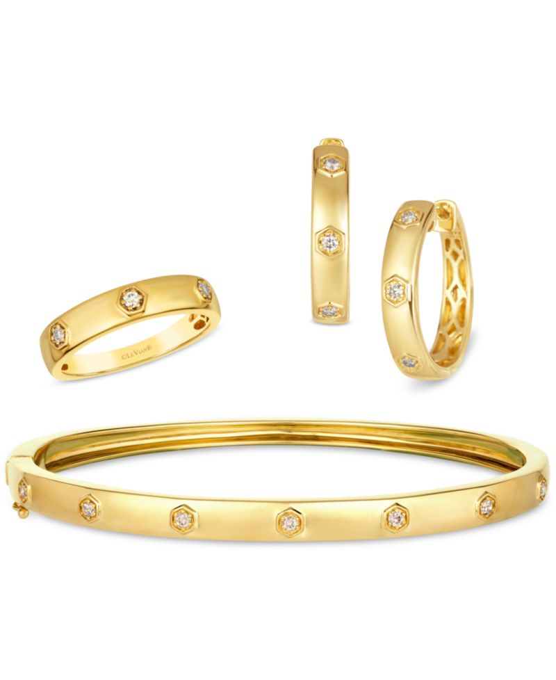 Anywear Everywear® Nude Diamond Bangle Bracelet (1/5 ct. t.w.) in 14k Gold (Also Available in Rose Gold or White Gold)