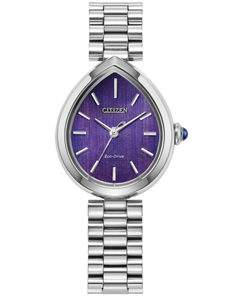 Women's Eco-Drive Classic Rainell Silver-Tone Stainless Steel Bracelet Watch, 26mm