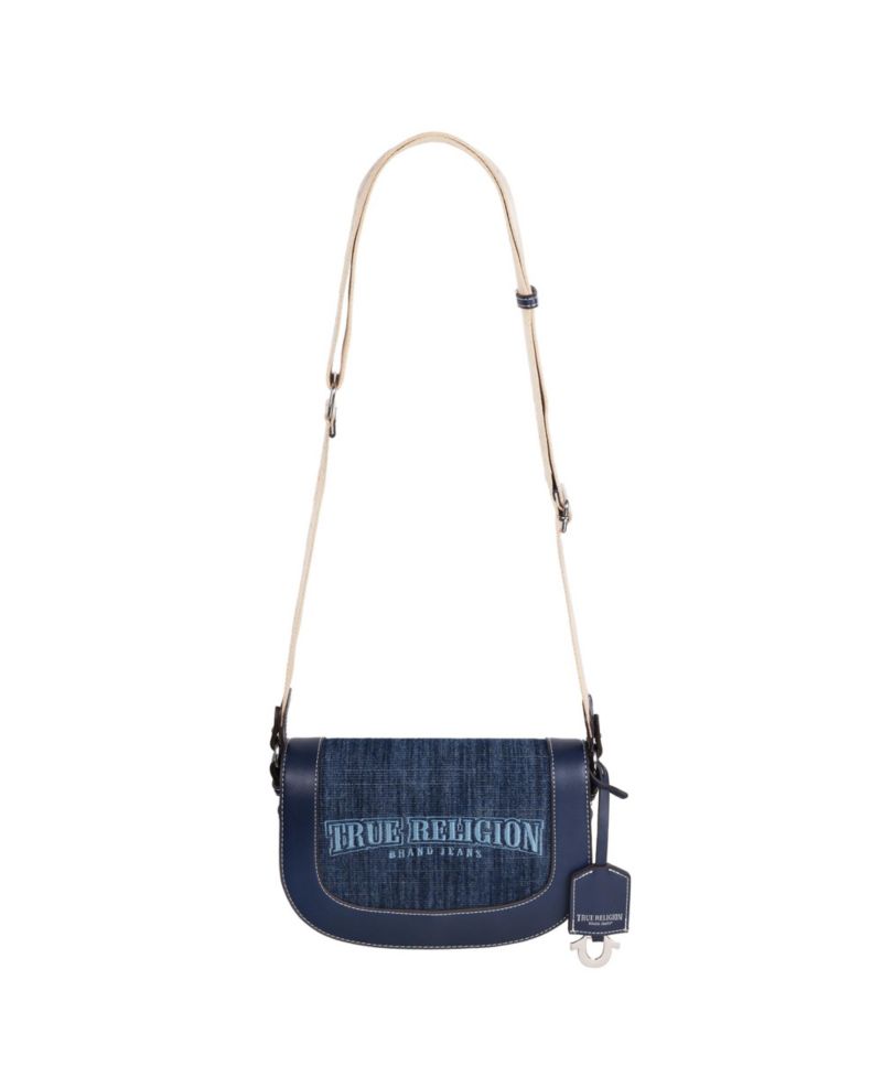 Dark Denim Logo Saddle Bag