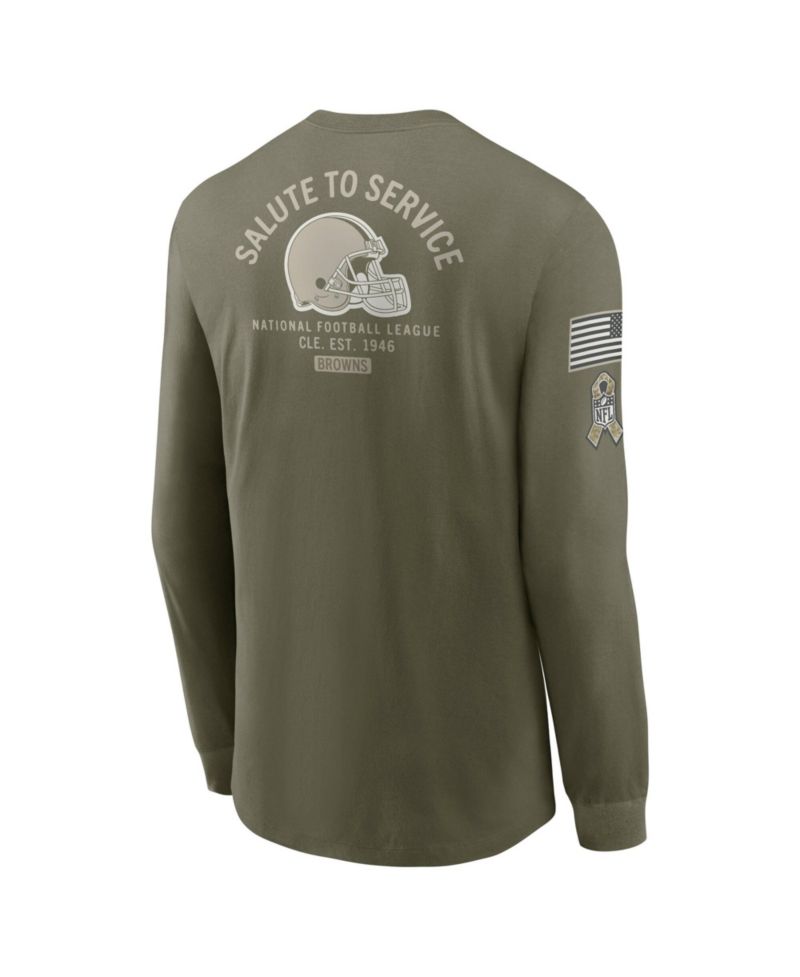 Men's Olive Cleveland Browns 2025 Salute to Service Sideline Long Sleeve T-Shirt