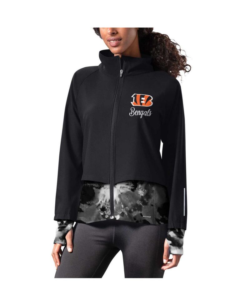 Women's Black Cincinnati Bengals Grace Raglan Full-Zip Running Jacket