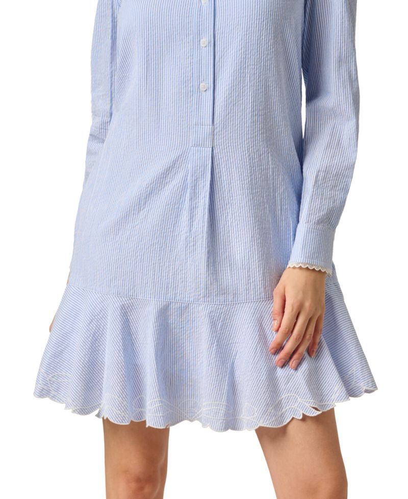 Women's Stripe Collared Shirt Shift Dress