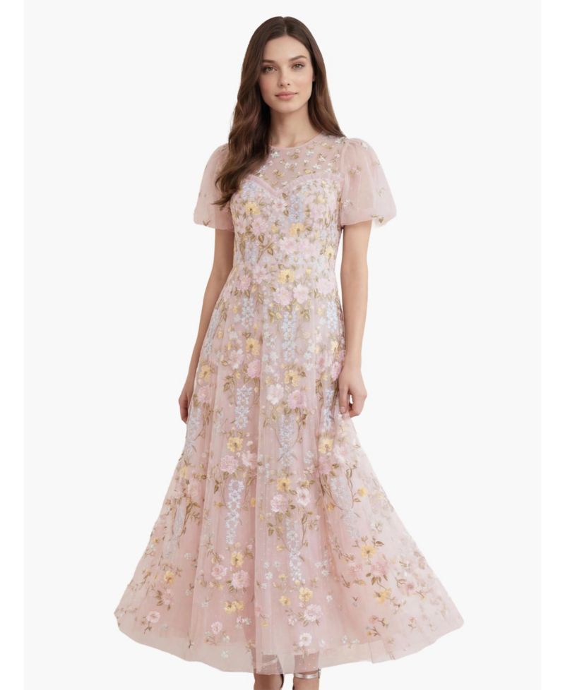 Women's Garden Rose Short Sleeve Maxi Gown