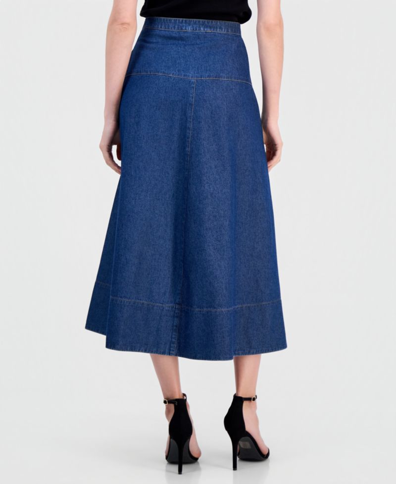 Women's Button-Front Denim Midi Skirt