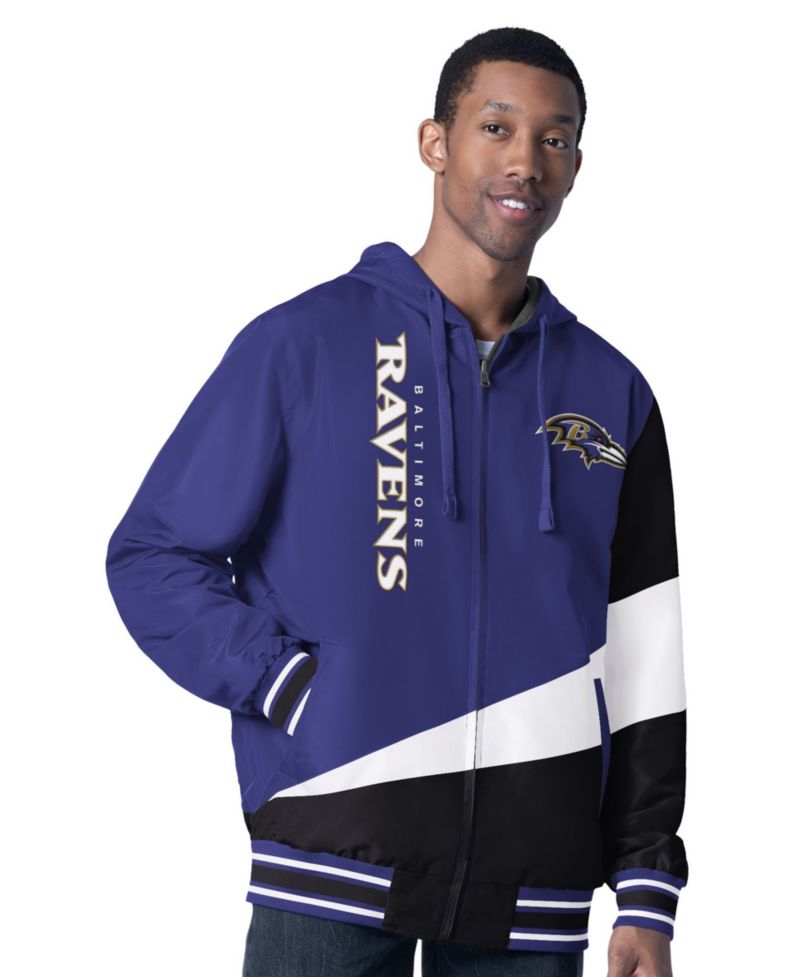 Men's Purple/Charcoal Baltimore Ravens Dual Threat Reversable Full-Zip Hooded Jacket