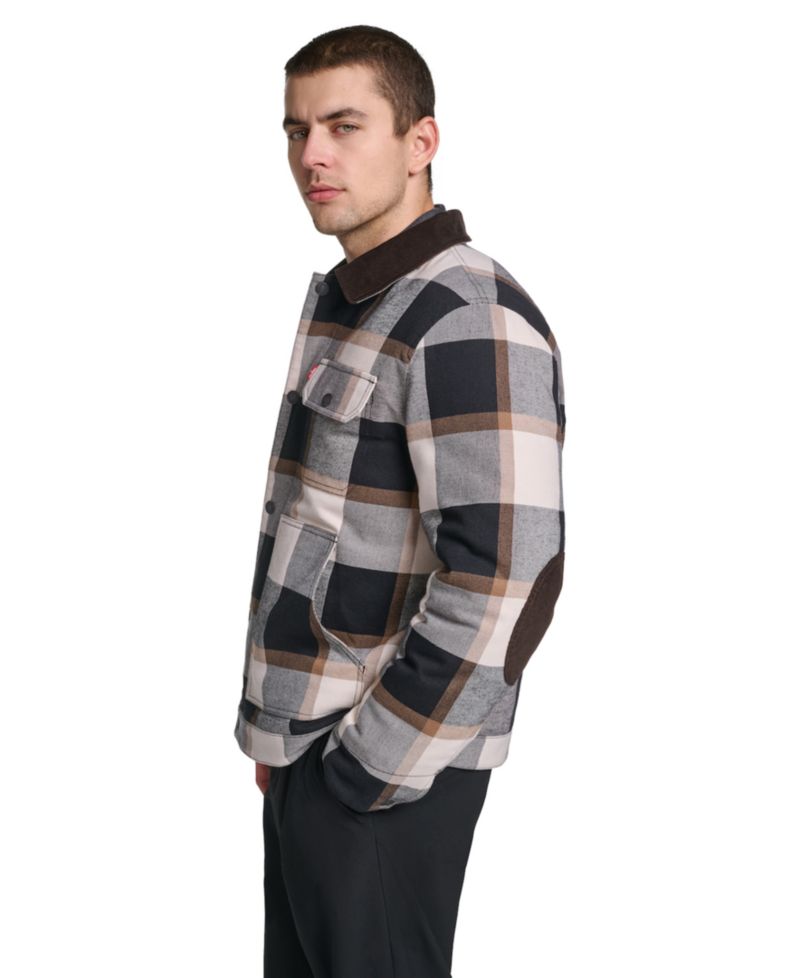 Men's Plaid Cord Details Shirt Jacket