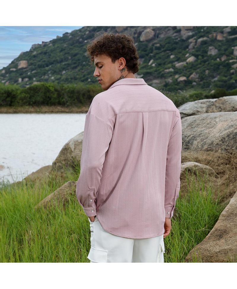 Men's Nude Pink Spear-Textured Shirt
