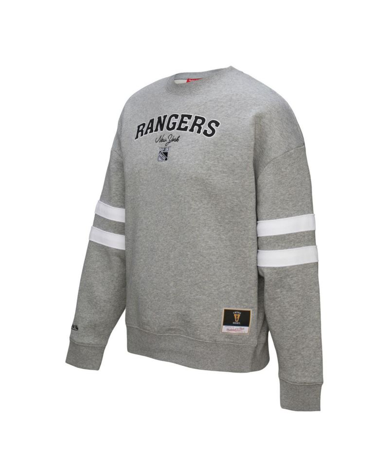Women's Heather Gray New York Rangers Logo Lightweight Pullover Sweatshirt