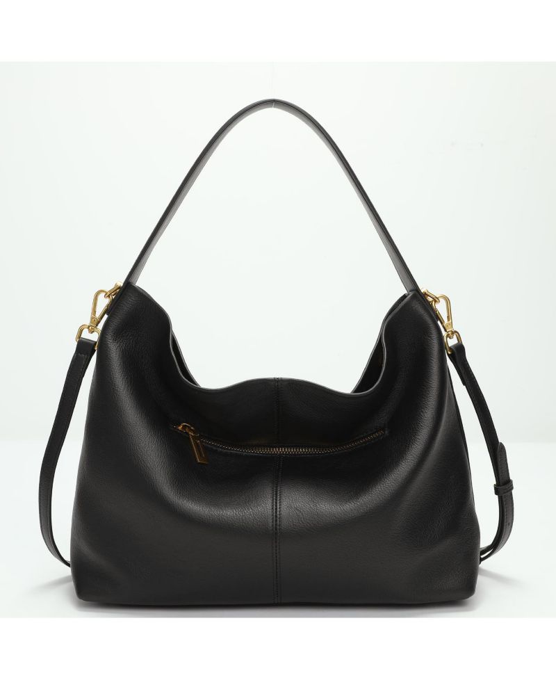 Mara Soft Pebbled Leather Slouchy Hobo Shoulder Bag with Crossbody Strap Casual Everyday Tote Purse