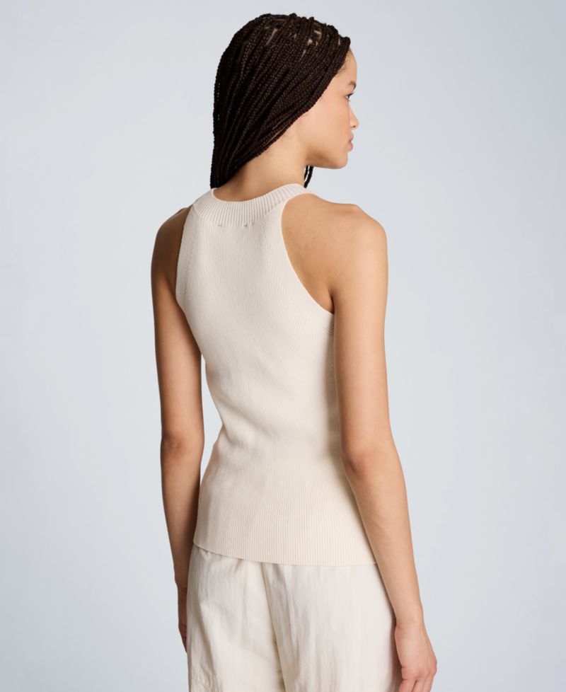 Women's Sleeveless Cotton High Crewneck Tank Top