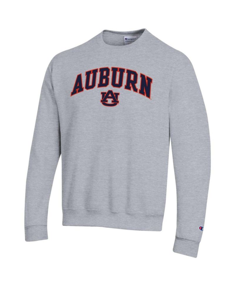 Men's Heather Gray Auburn Tigers Arch Over Logo Pullover Sweatshirt