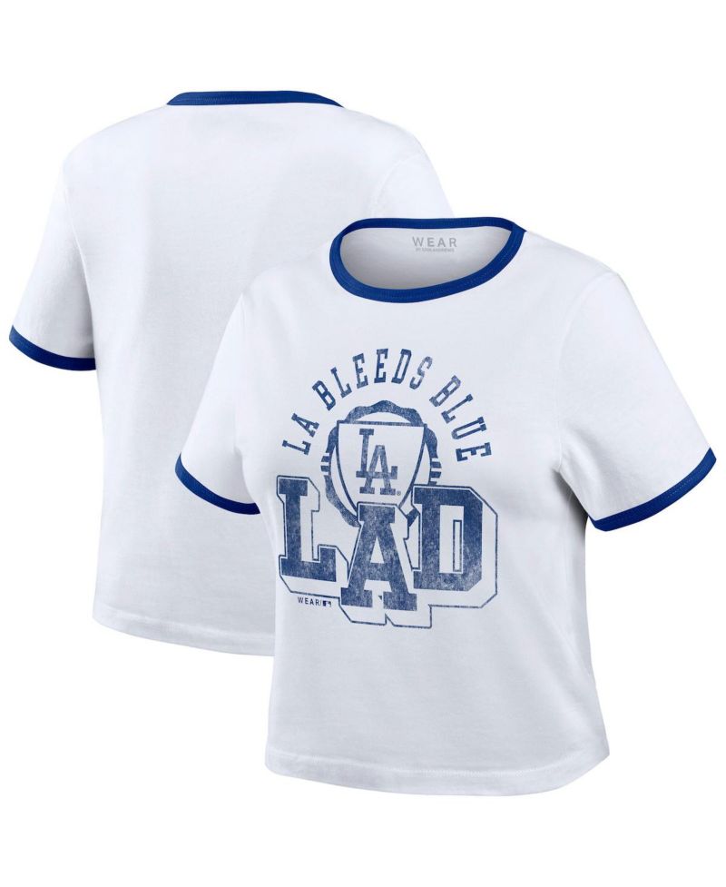 Women's White Los Angeles Dodgers Ringer Baby T-Shirt