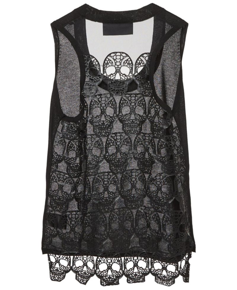 Women's Philipp Plein Sheer Skull Lace Tank Top