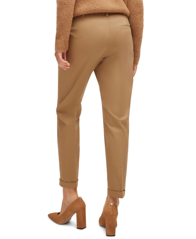 BOSS by Women's Stretch-Cotton Twill Regular-Fit Pants