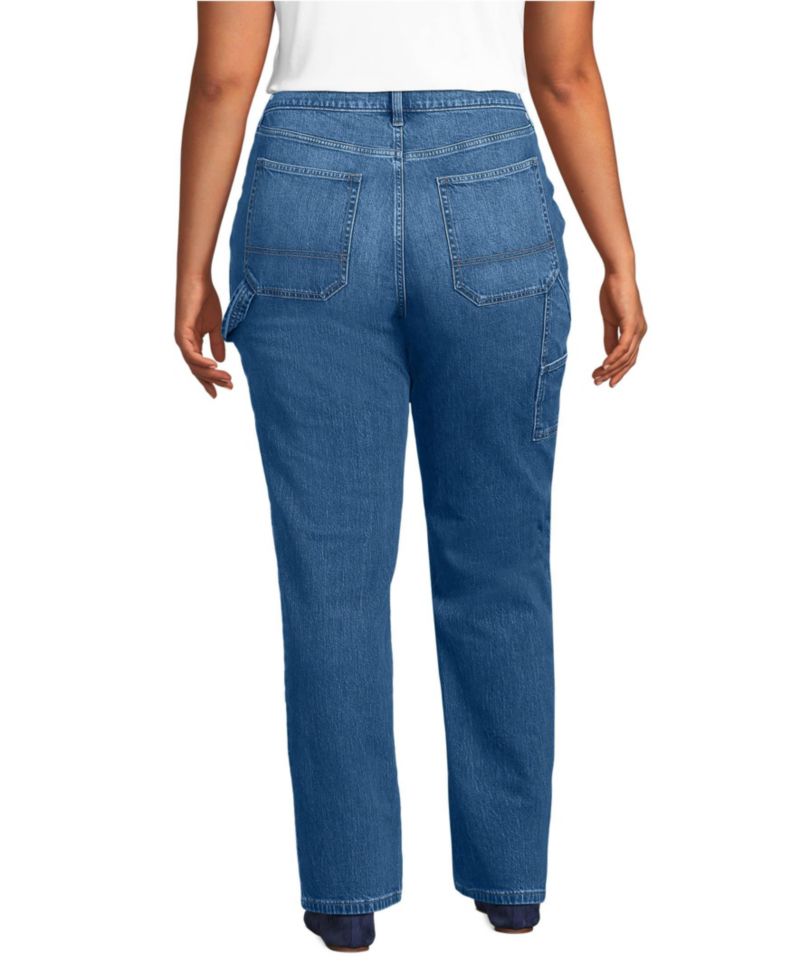Women's Plus Size Soft Denim High Rise Rail Straight Leg Utility Jeans