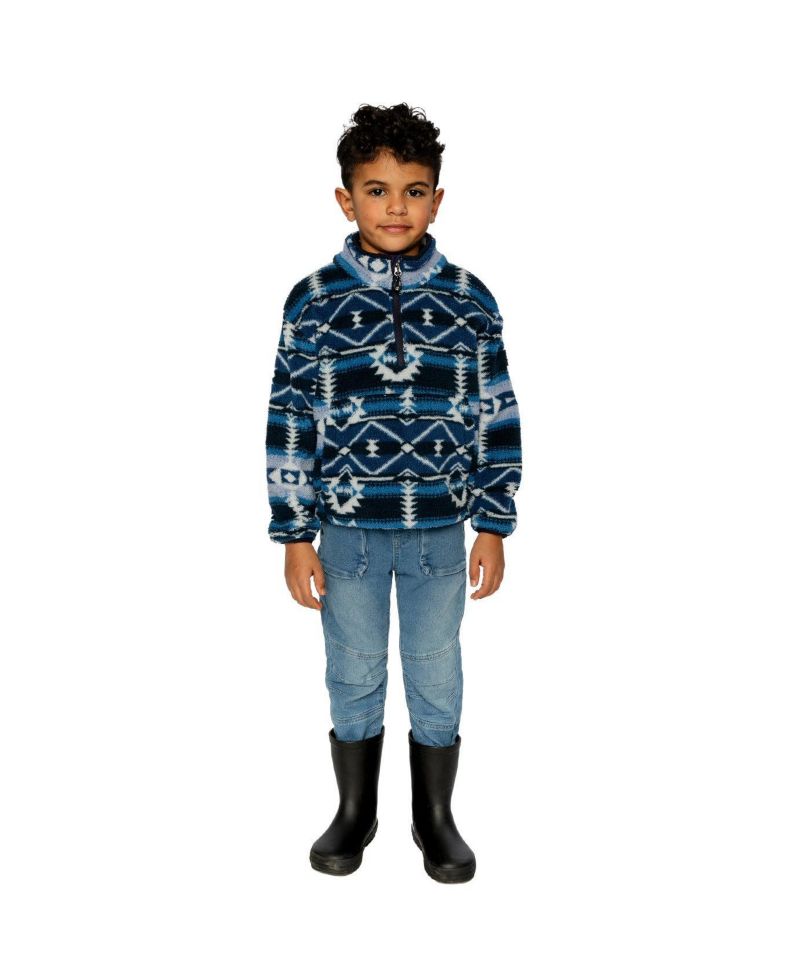 Little and Big Boy Mid-Season Plush Pullover Jacket Aztec