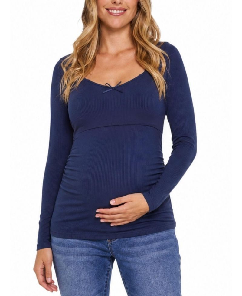 Women's Motherhood Sweetheart Side-Ruched Long Sleeve Tee - Motherhood