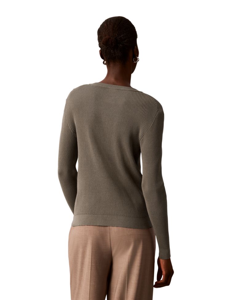 petite Button-Front Ribbed Cardigan Sweater