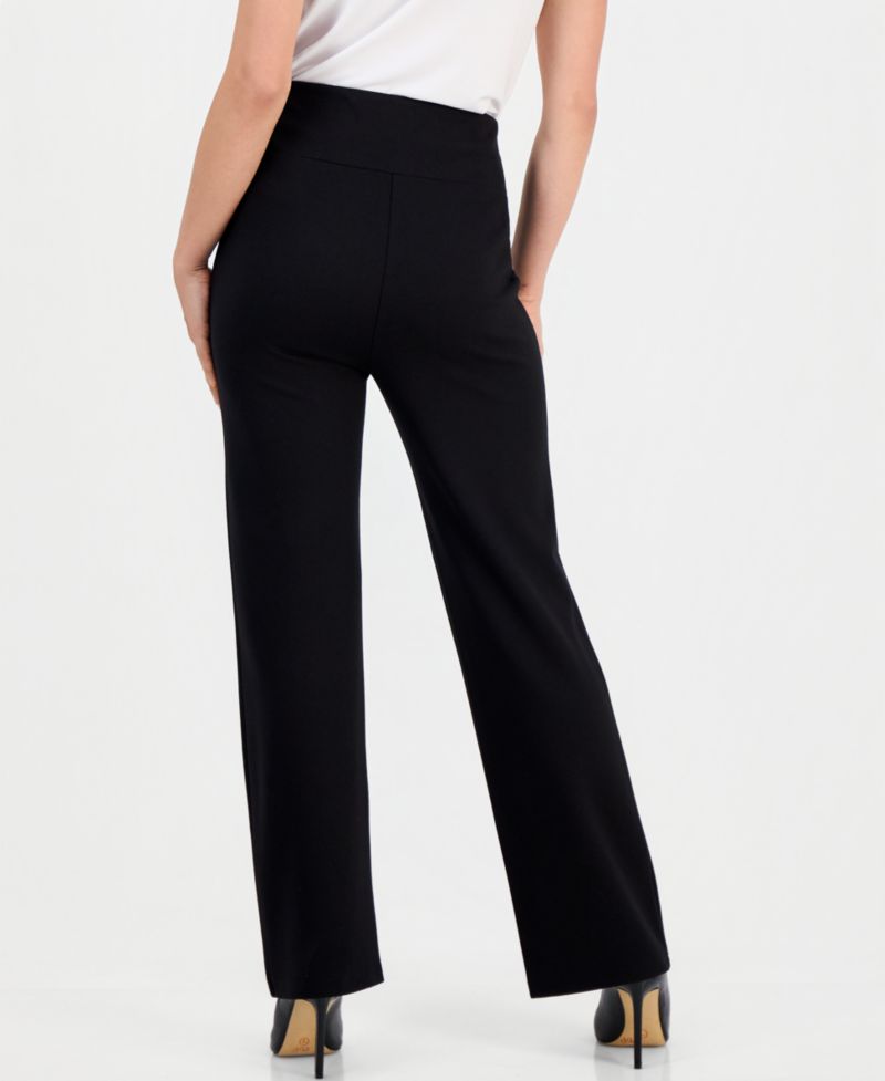 Petite Wide-Leg High-Waisted Pull-On Pants