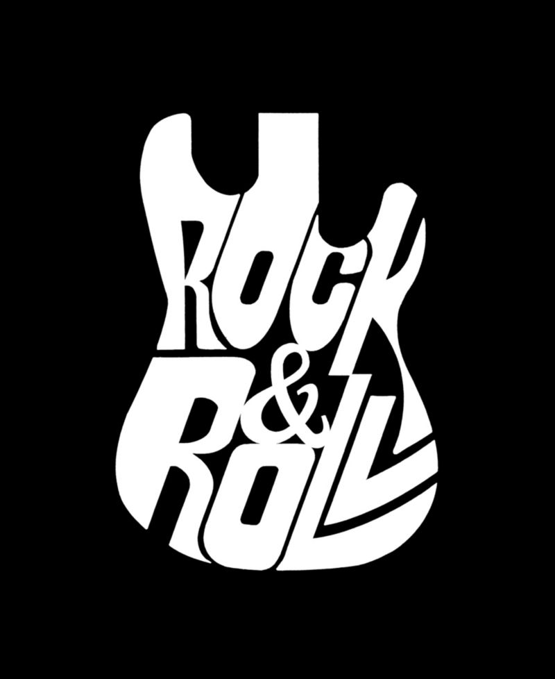 Plus Size Rock And Roll Guitar Word Art T-Shirt