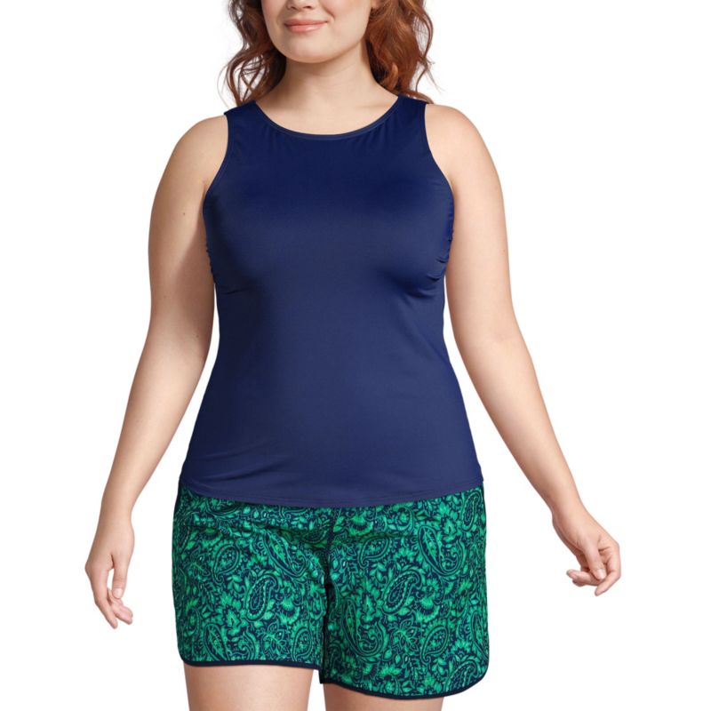 Plus Size High Neck UPF 50 Sun Protection Modest Tankini Swimsuit Top