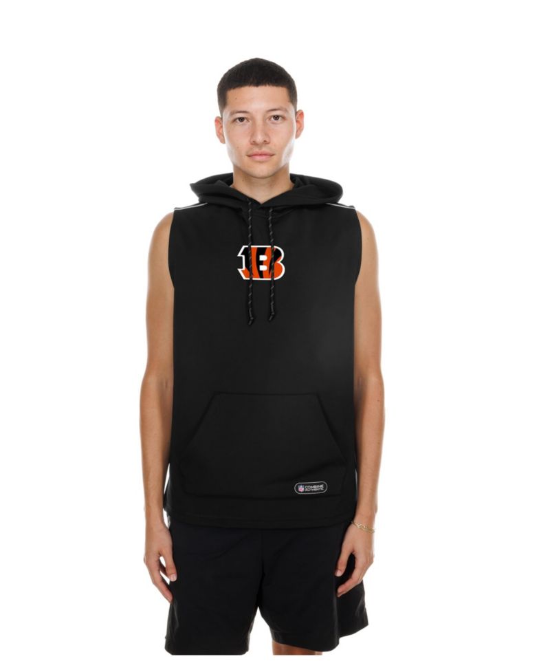 Men's Black Cincinnati Bengals Combine Authentic Sleeveless Hoodie