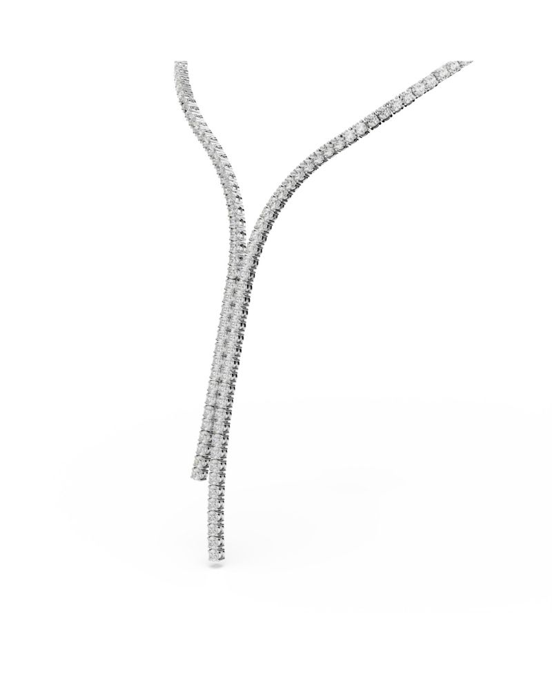 Matrix Round Cut White Rhodium Plated Y Necklace