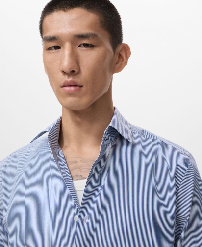 Men's Cotton Striped Slim-Fit Shirt