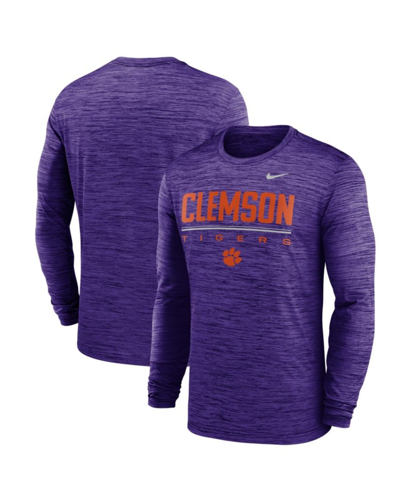 Men's Purple Clemson Tigers Sideline Velocity Dri-FIT Long Sleeve T-Shirt