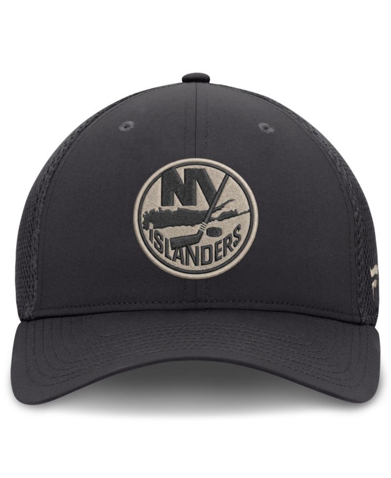 Men's Charcoal New York Islanders Road Meshback Stretch Hat
