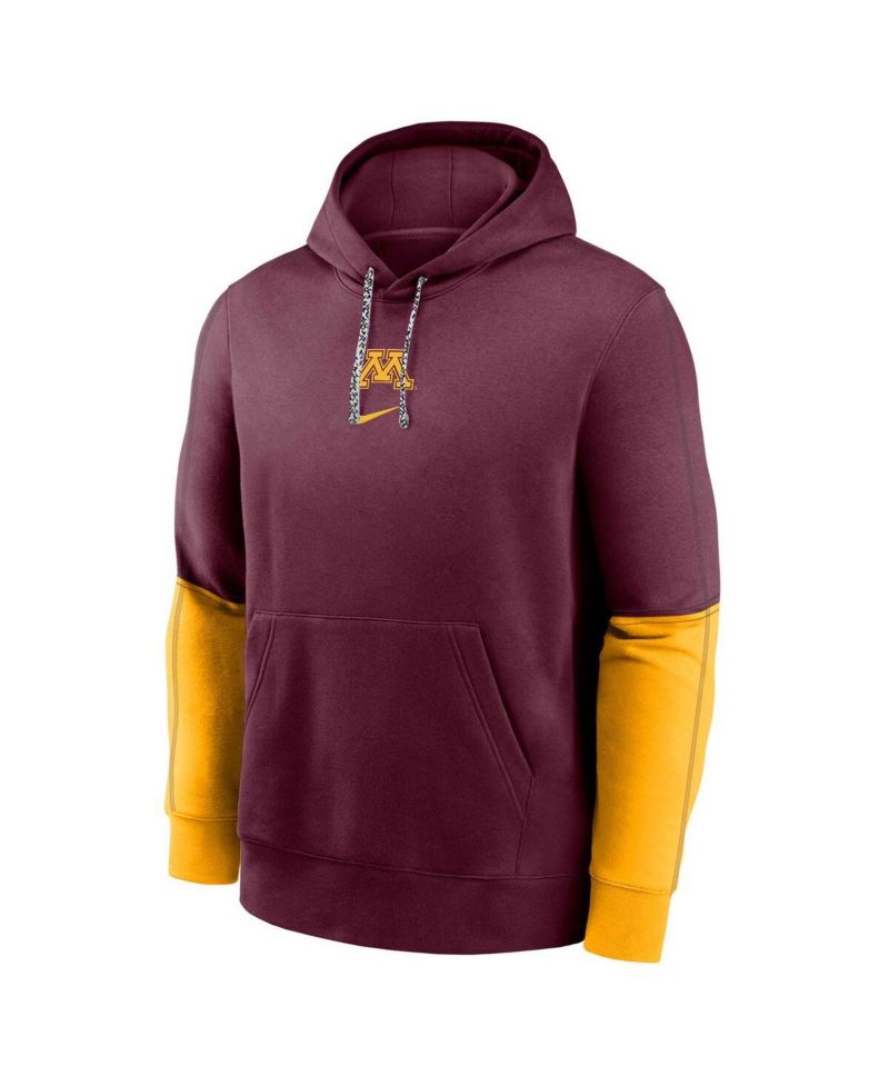 Men's Maroon Minnesota Golden Gophers 2024 Sideline Club Fleece Pullover Hoodie
