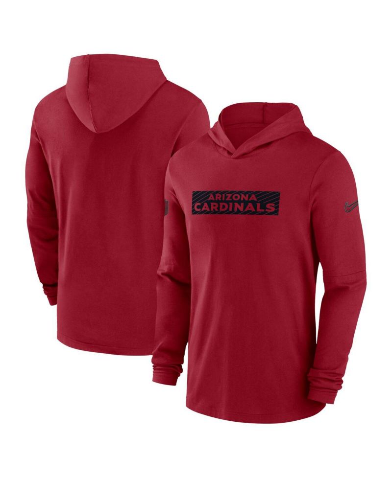 Men's Cardinal Arizona Cardinals Sideline Hoodie Performance Long Sleeve T-Shirt