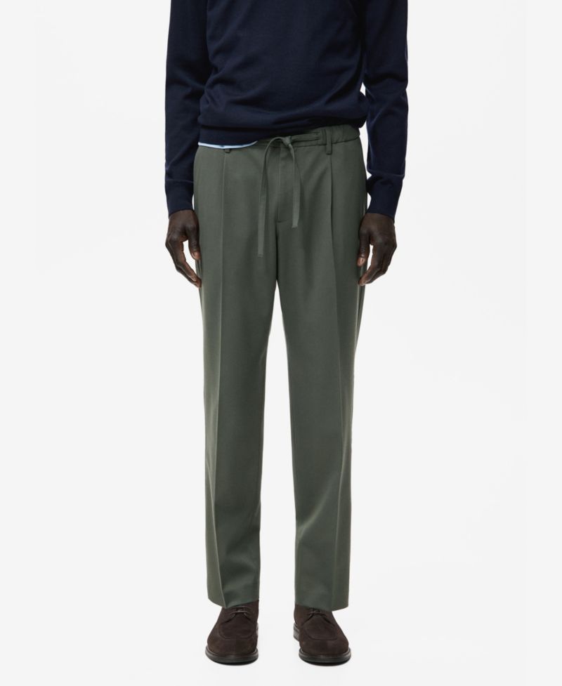 Men's Regular Fit Cord Pleated Pants