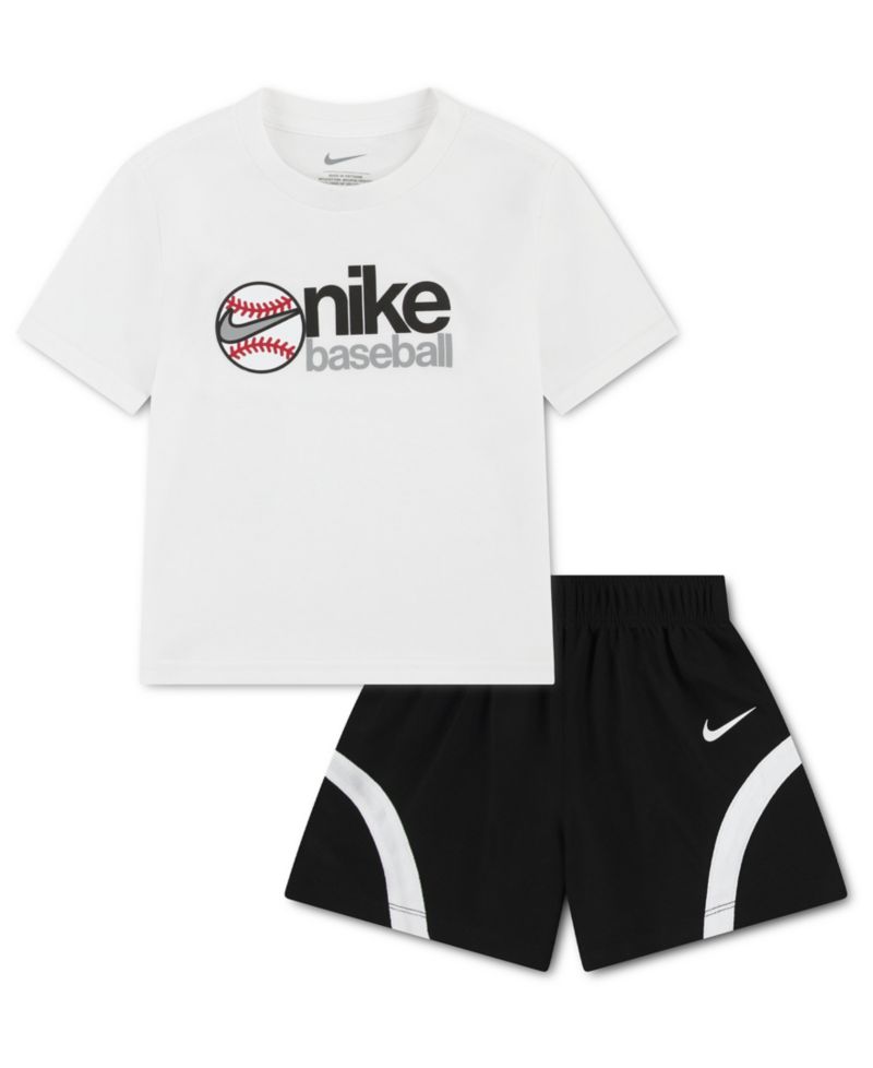Boys' 2T-7 Baseball Graphic Short-Sleeve T-Shirt and Mesh Shorts, 2-Piece Set
