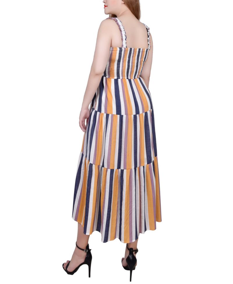 Petite Smocked-Bodice Tiered Midi Dress