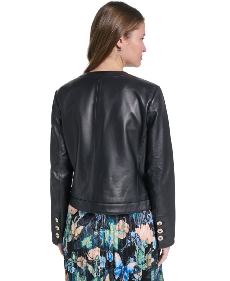 Women's Leather Button-Front Jacket