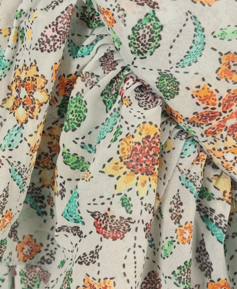 Women's One-Shoulder Floral Ruffle Saree Dress
