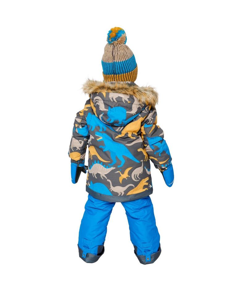 Little and Big Boy Two Piece Play Snowsuit Dinosaur Print with Pants