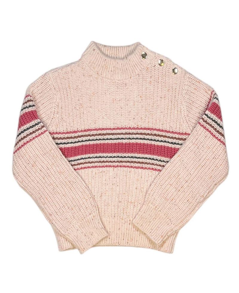 Little and Big Girls (XXS - L) Organic Mock Neck Sweater with Buttons