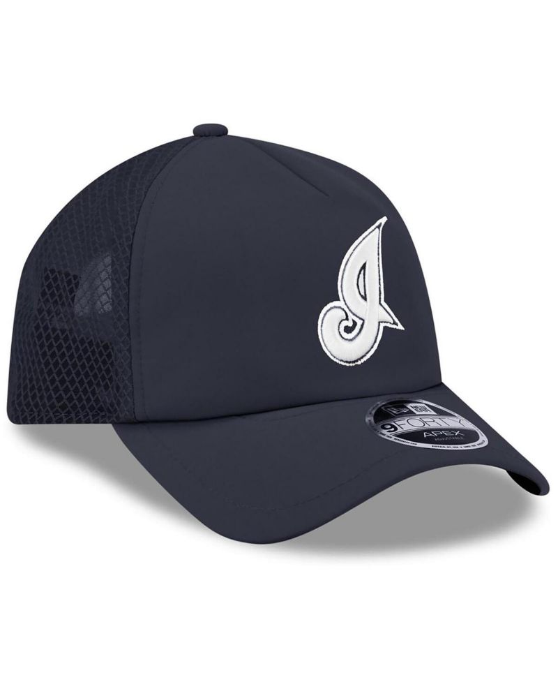 Men's Navy Cleveland Indians 2026 Batting Practice Alternate Apex 9FORTY Adjustable Hat