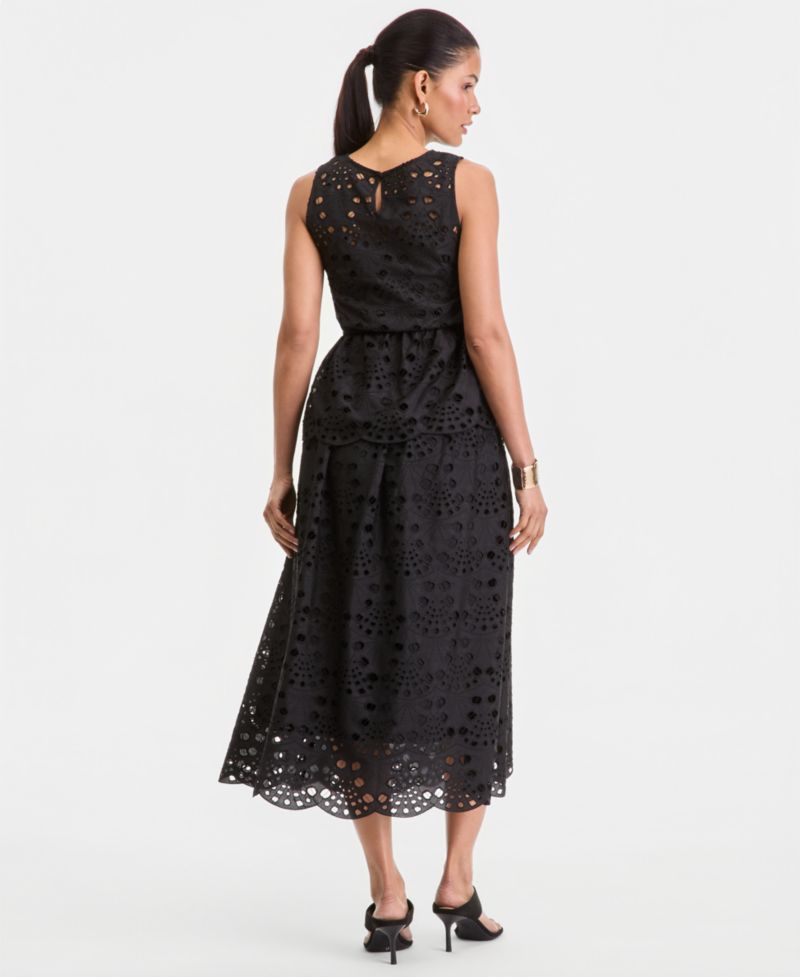 Women's Eyelet Midi Skirt