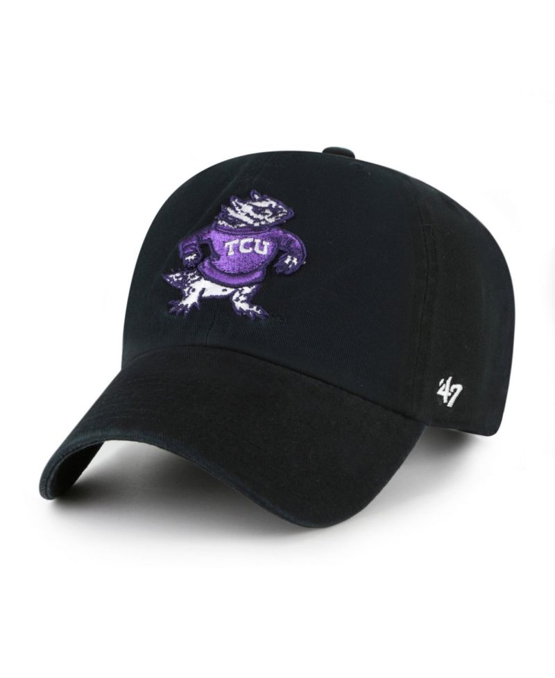 Men's '47 Black TCU Horned Frogs Vault Clean Up Adjustable Hat