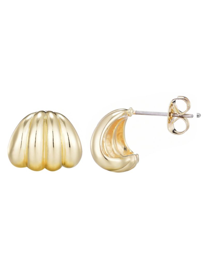 Gold Plated Fluted Wrap Around Huggie Earrings