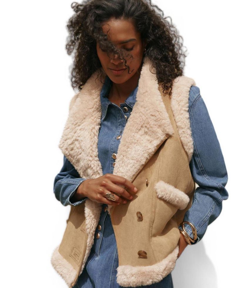 Women's Suede Faux Fur Vest