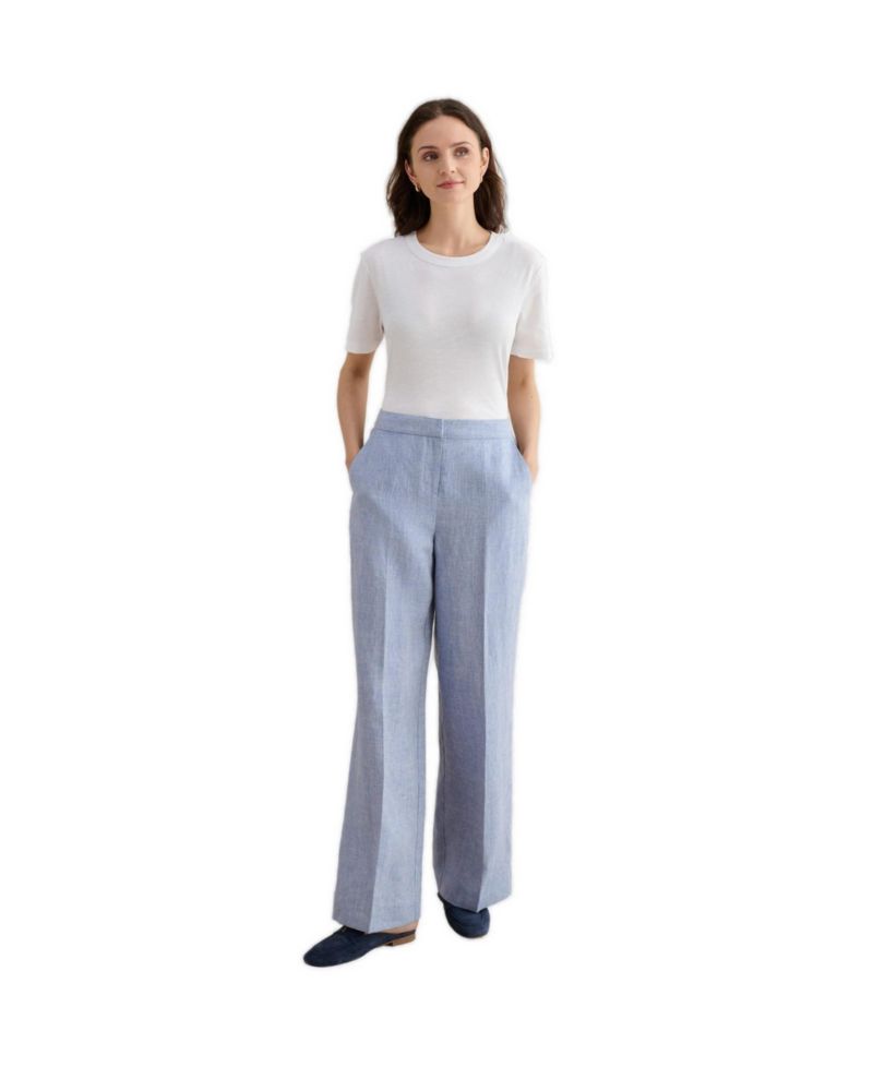 Women's Estella Mid-Rise Wide-Leg Linen Trousers