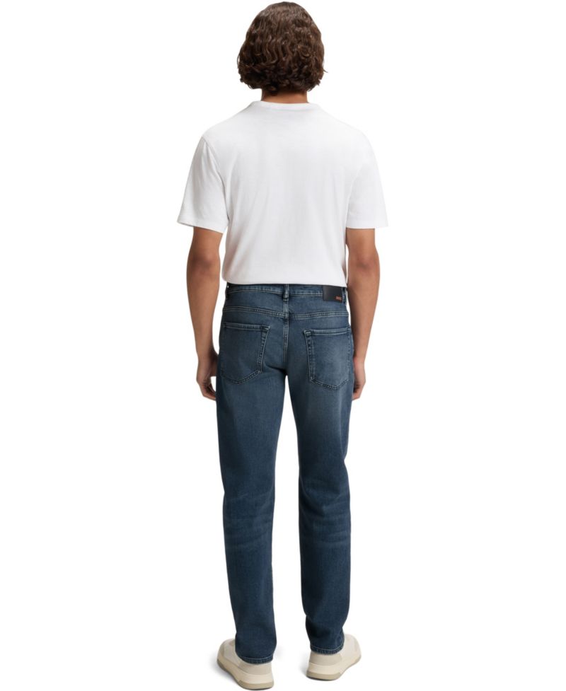 Men's Mid-Blue Comfort-Stretch Regular-Fit Jeans